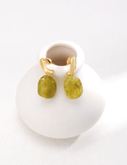 Green Resin Stone Earrings