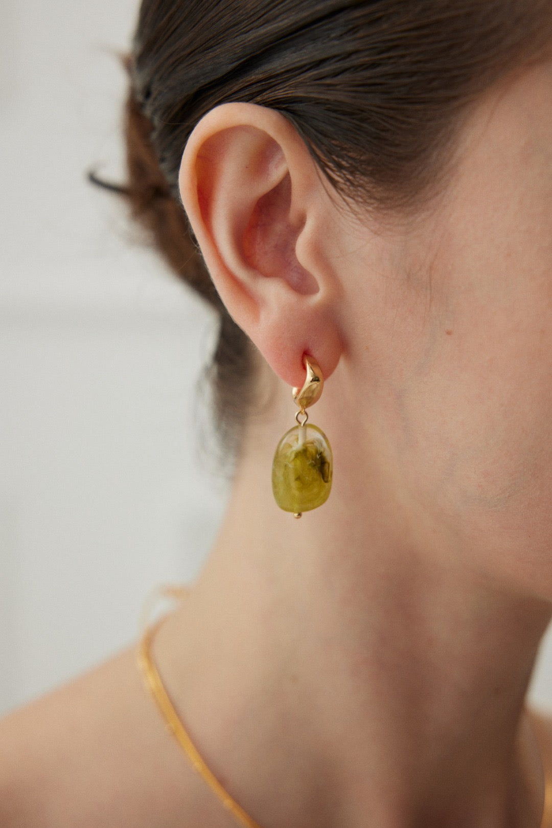 Green Resin Stone Earrings