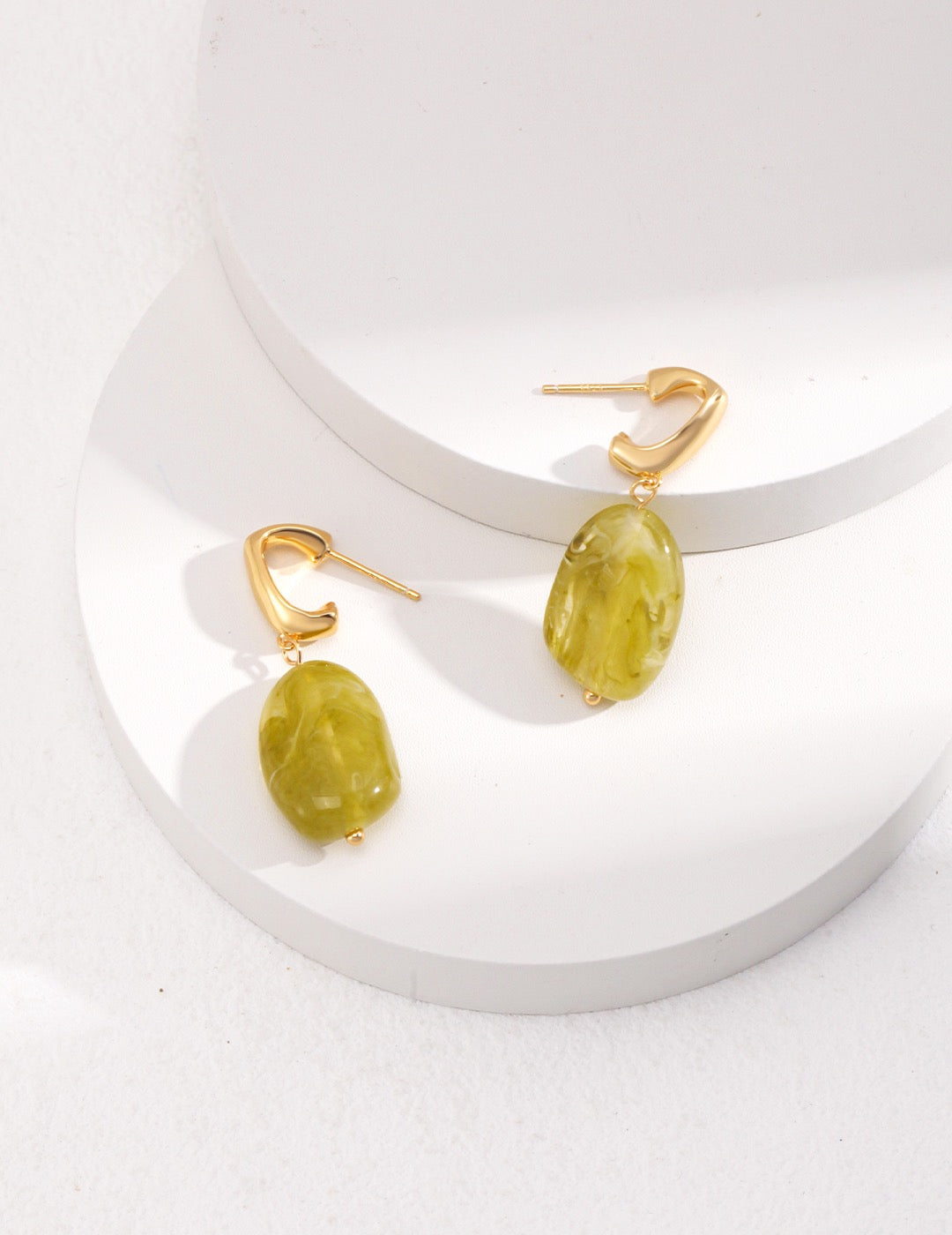 Green Resin Stone Earrings