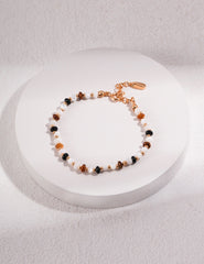 Sterling Silver Tiger's Eye Bracelet, Bracelet For Women , Freshwater Pearl Bracelet, Minimalist Simple Pearl Accessories,