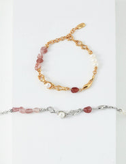 Pearl Bracelets,Strawberry Crystal Bracelet,Dainty Minimalist Bracelet, Perfect for Everyday Wear