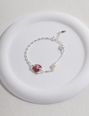 Strawberry Crystal Bracelet in Sterling Silver,Bracelet For Women,Dainty Minimalist Bracelet, Perfect for Everyday Wear