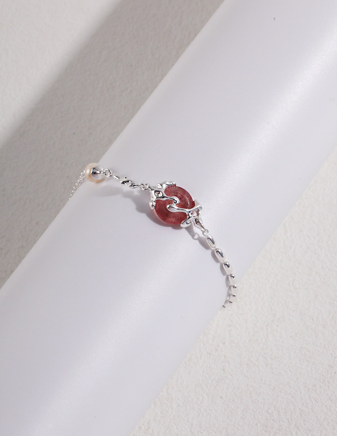 Strawberry Crystal Bracelet in Sterling Silver,Bracelet For Women,Dainty Minimalist Bracelet, Perfect for Everyday Wear