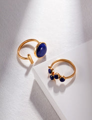 Lapis Lazuli Ring,Unique Geometric Ring,Elegant Gemstone Ring,Unique Ring