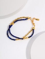 Sterling Silver Lapis Lazuli Bracelet,Genuine Tiny Lapis Lazuli Beaded Bracelet - Natural Lazuli Bracelet - Gift for Her - Gemstone Bracelet