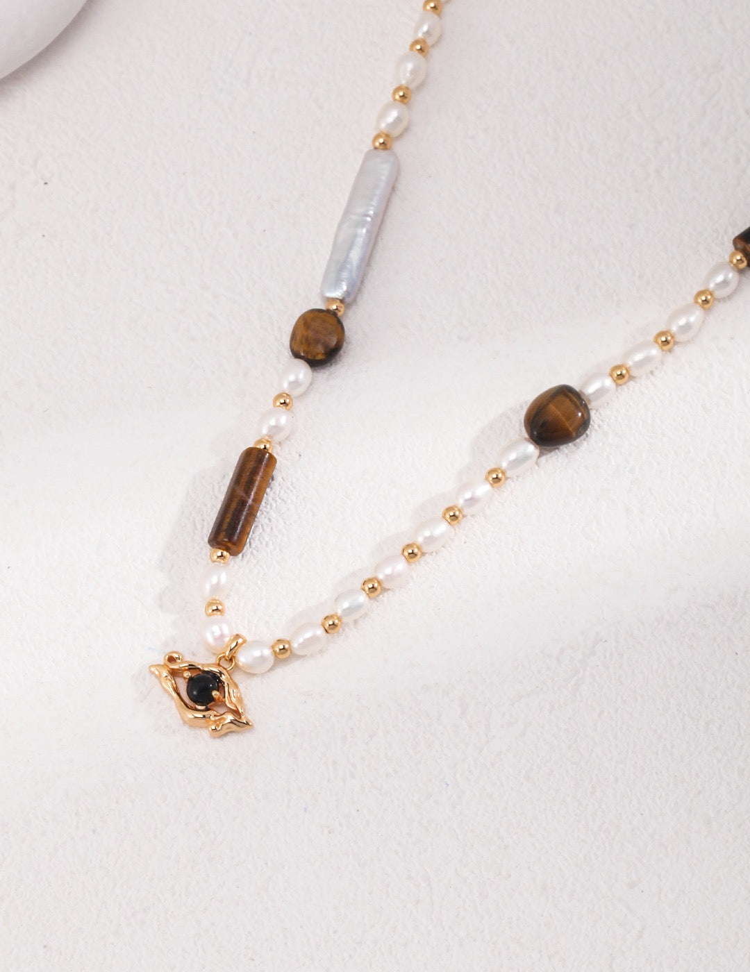 Pearl Tiger Eye Necklace