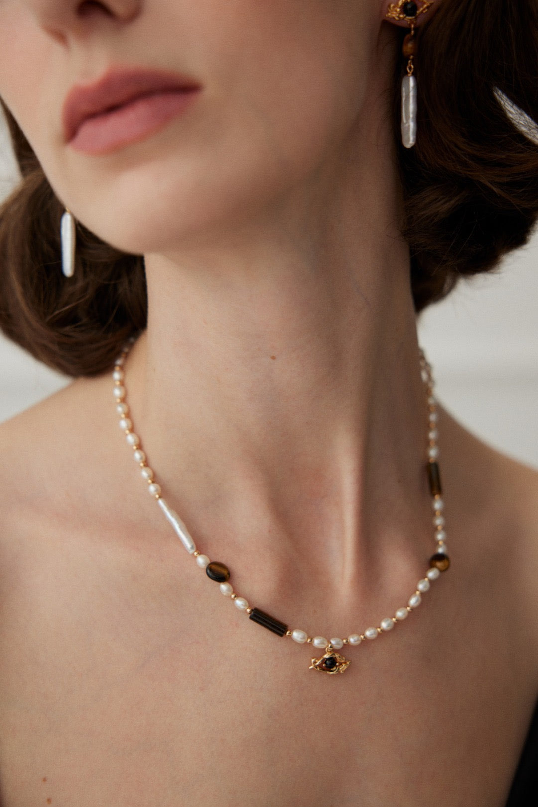 Pearl Tiger Eye Necklace