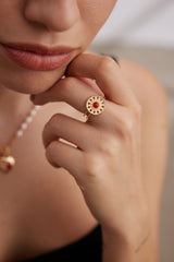 Red Agate Ring,Disc Rings