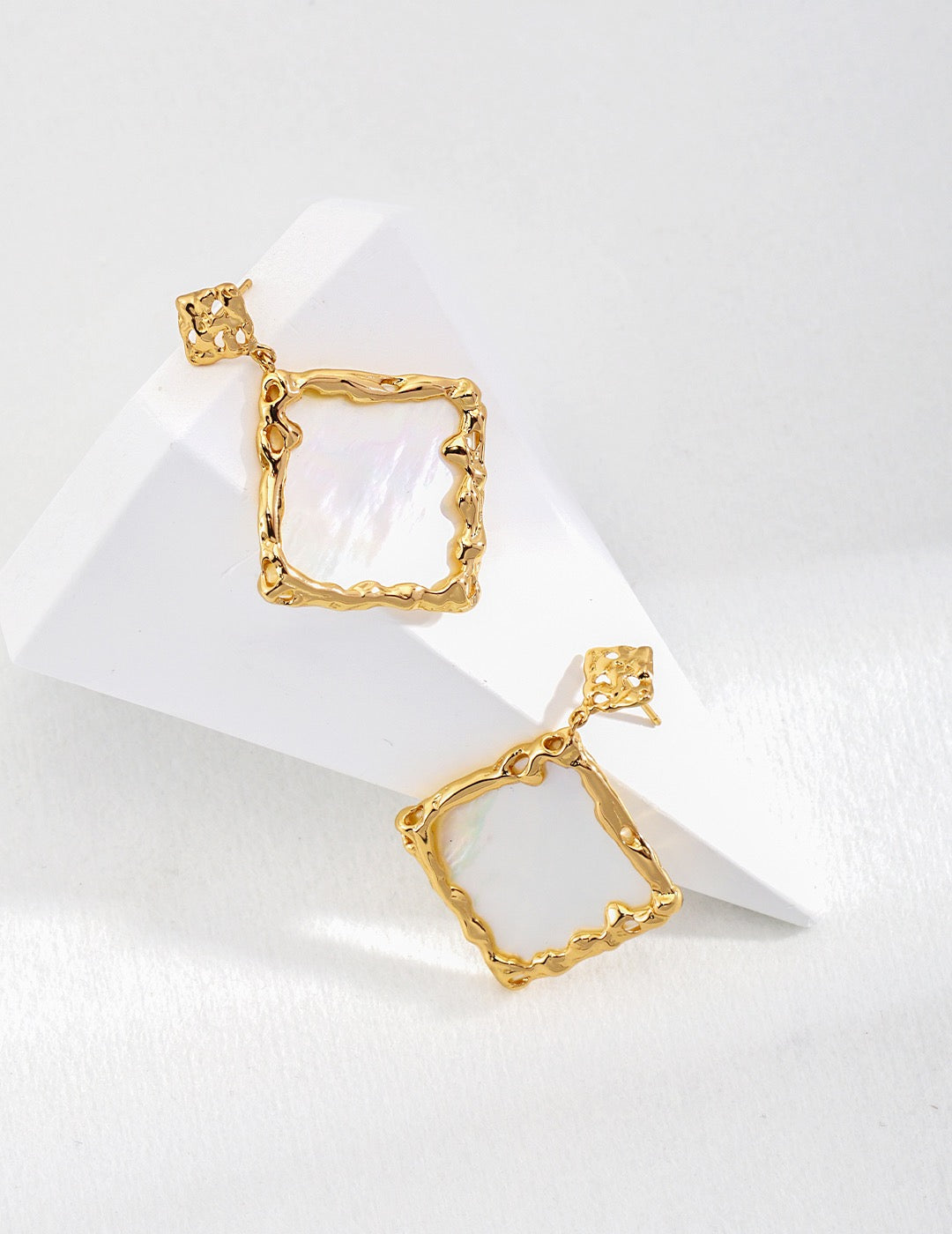 Sterling Silver Square Shell Earrings