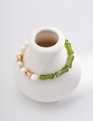 Sterling Silver Bamboo Pearl Bracelet