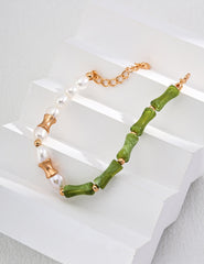 Sterling Silver Bamboo Pearl Bracelet