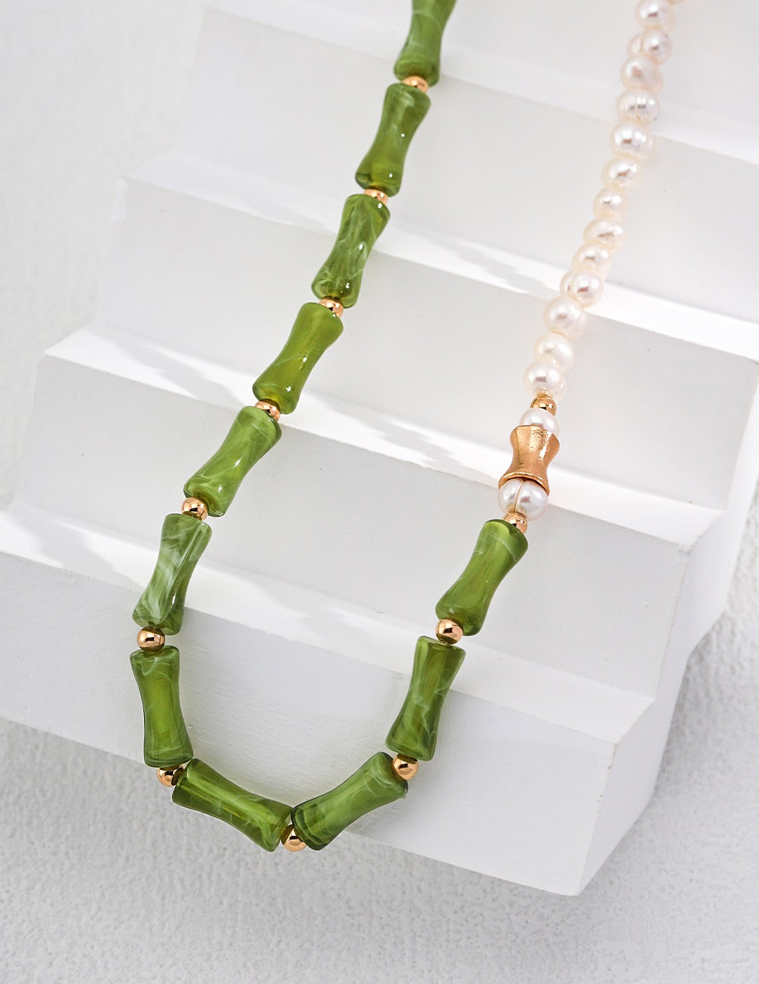 Natural Pearls Bamboo Necklace