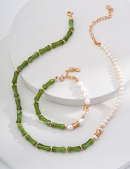 Natural Pearls Bamboo Necklace