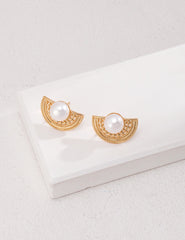 Half Moon Natural Pearl Earrings