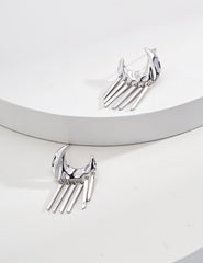 Combining a crescent shape with a dangling stripe design, these sterling silver earrings are elegant, comfortable to wear and suitable for a variety of occasions, making them an ideal choice for showcasing your taste and personality.