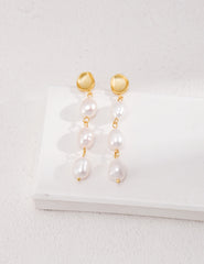 Baroque pearl earrings, high quality gold plated earrings, natural baroque pearl earrings, unique design earrings, pearl earrings