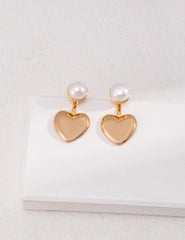 Versatile Sterling Silver Heart Pearl Earrings