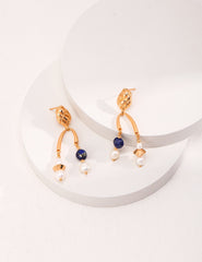 Lapis Lazuli Pearl Earrings in Sterling Silver