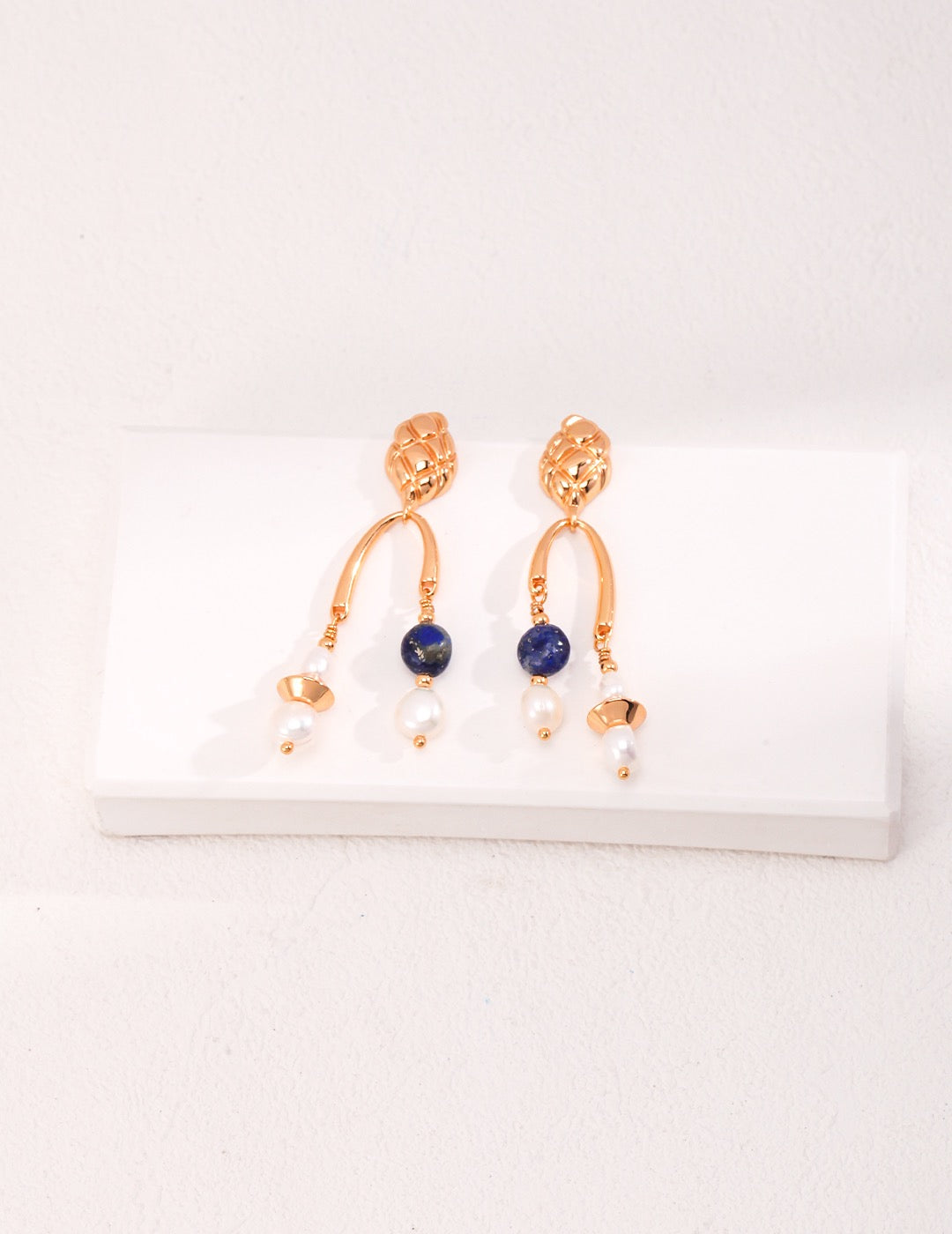 Lapis Lazuli Pearl Earrings in Sterling Silver