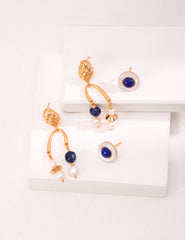 Lapis Lazuli Pearl Earrings in Sterling Silver