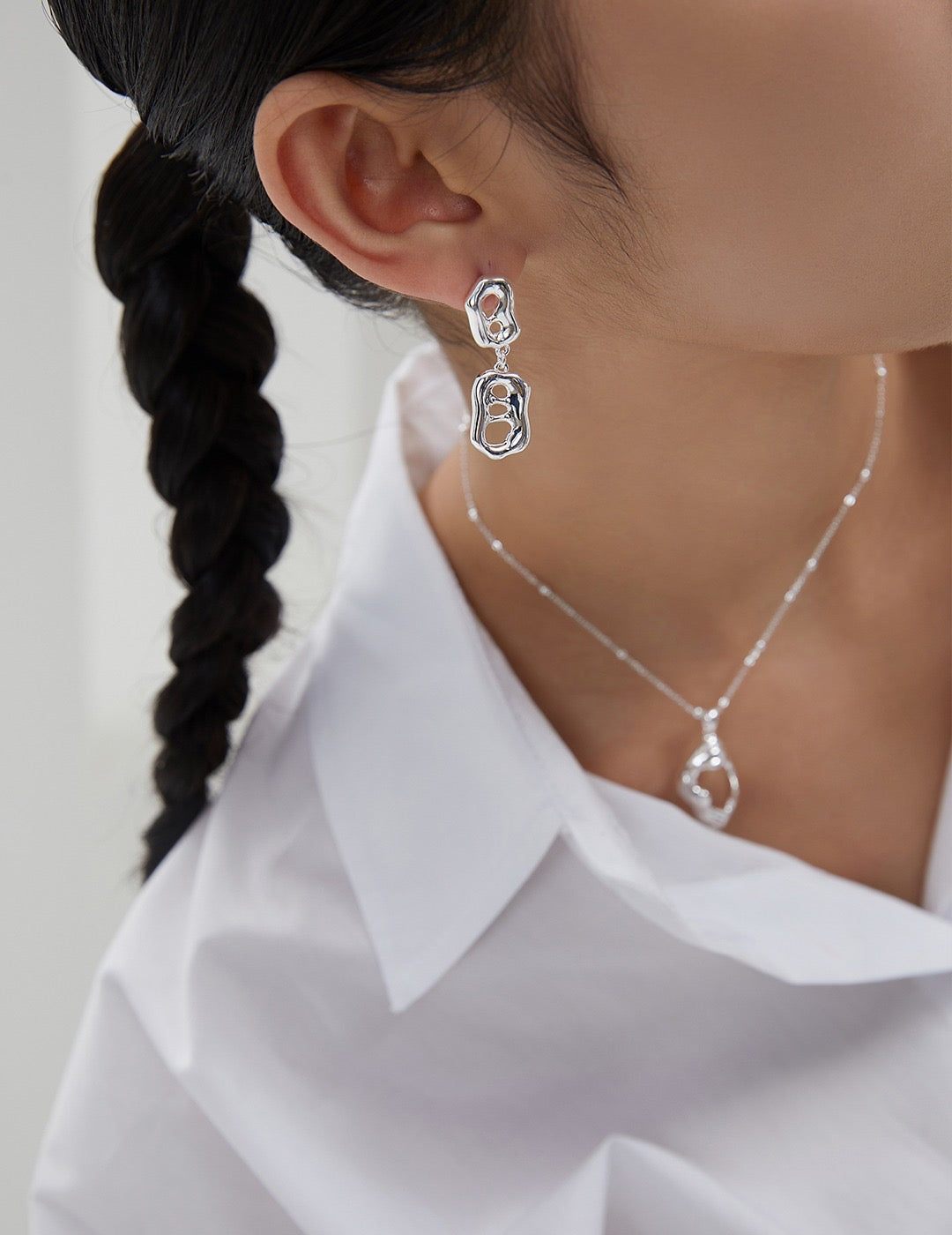 Minimalist Square Hoop Earrings, Silver Geometric Contemporary Jewelry