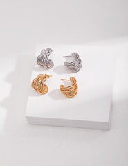 Geometric Prism C-Shaped Earrings,Twisted Earrings,Spiral Earrings