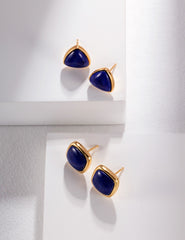 Lapis Lazuli Earrings, Stud Earrings, Raw Gemstones
