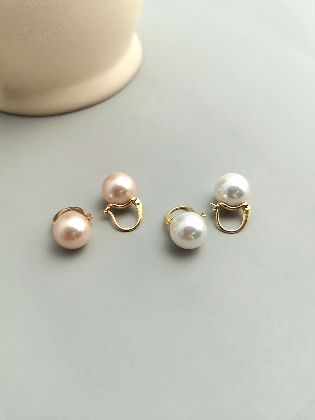 Dream Bead Earrings, Pearl Earrings, Hoop Pearl Earrings