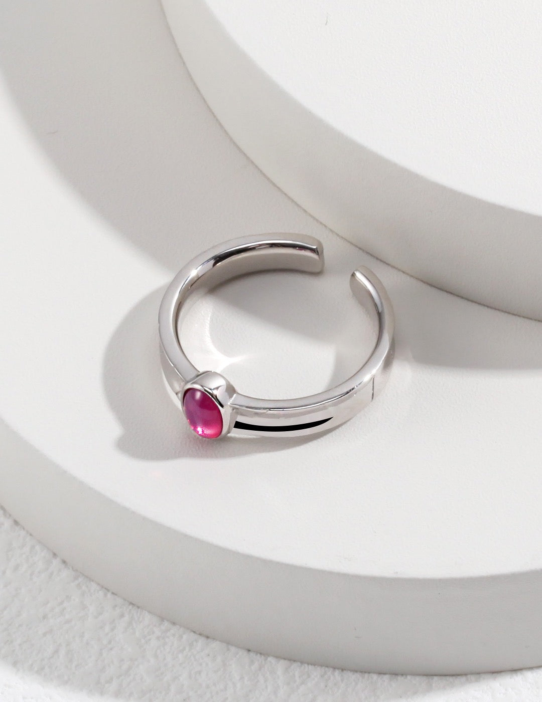 Pink Zirconia Ring,Elegant Gemstone Ring,Silver Band Ring,Adjustable Size Ring