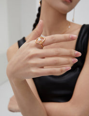 Pearl Ring, Unique Ring, Elegant Gemstone Ring, Unique Geometric Ring J0095