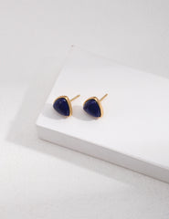 Lapis Lazuli earrings, healing crystal earrings ,triangle studs, geometric jewelry, protection stone, lapis lazuli jewelry