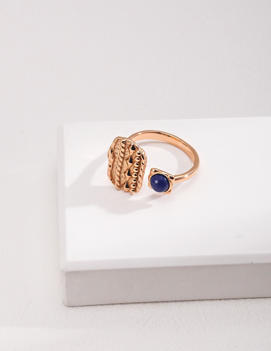 Lapis Lazuli Ring Gold, Square Gemstone Ring, September Birthstone Ring, Blue Stone Ring, Stackable Statement Ring, Gift for Her