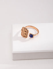 Lapis Lazuli Ring Gold, Square Gemstone Ring, September Birthstone Ring, Blue Stone Ring, Stackable Statement Ring, Gift for Her