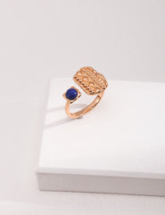 Lapis Lazuli Ring Gold, Square Gemstone Ring, September Birthstone Ring, Blue Stone Ring, Stackable Statement Ring, Gift for Her