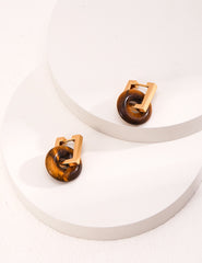 Hoops With Large Tiger's Eye Rings