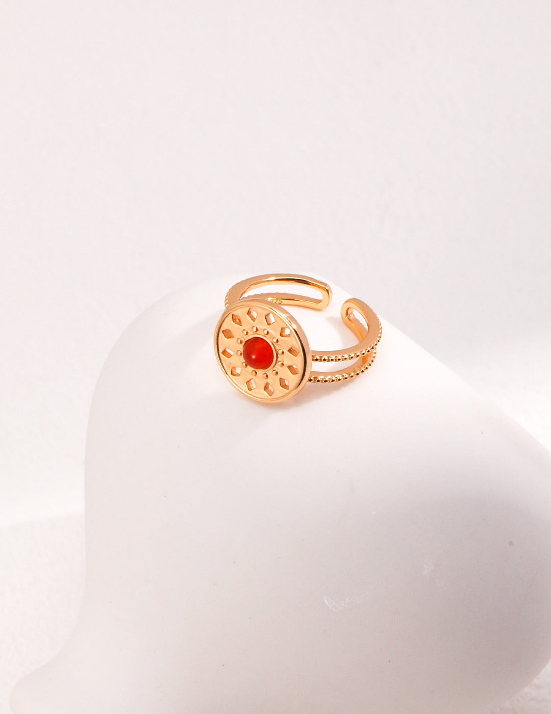 Red Agate Ring,Disc Rings