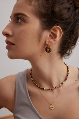Hoops With Large Tiger's Eye Rings