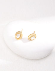 Mother of Pearl Earrings Silver Stud Earrings