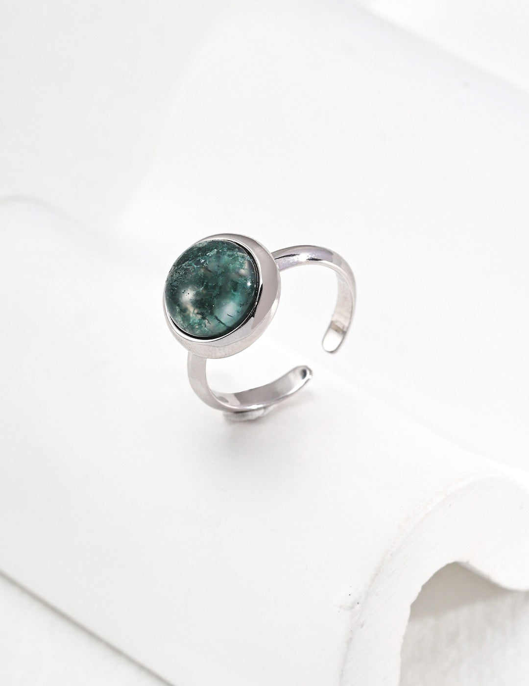 Natural Moss Agate Ring