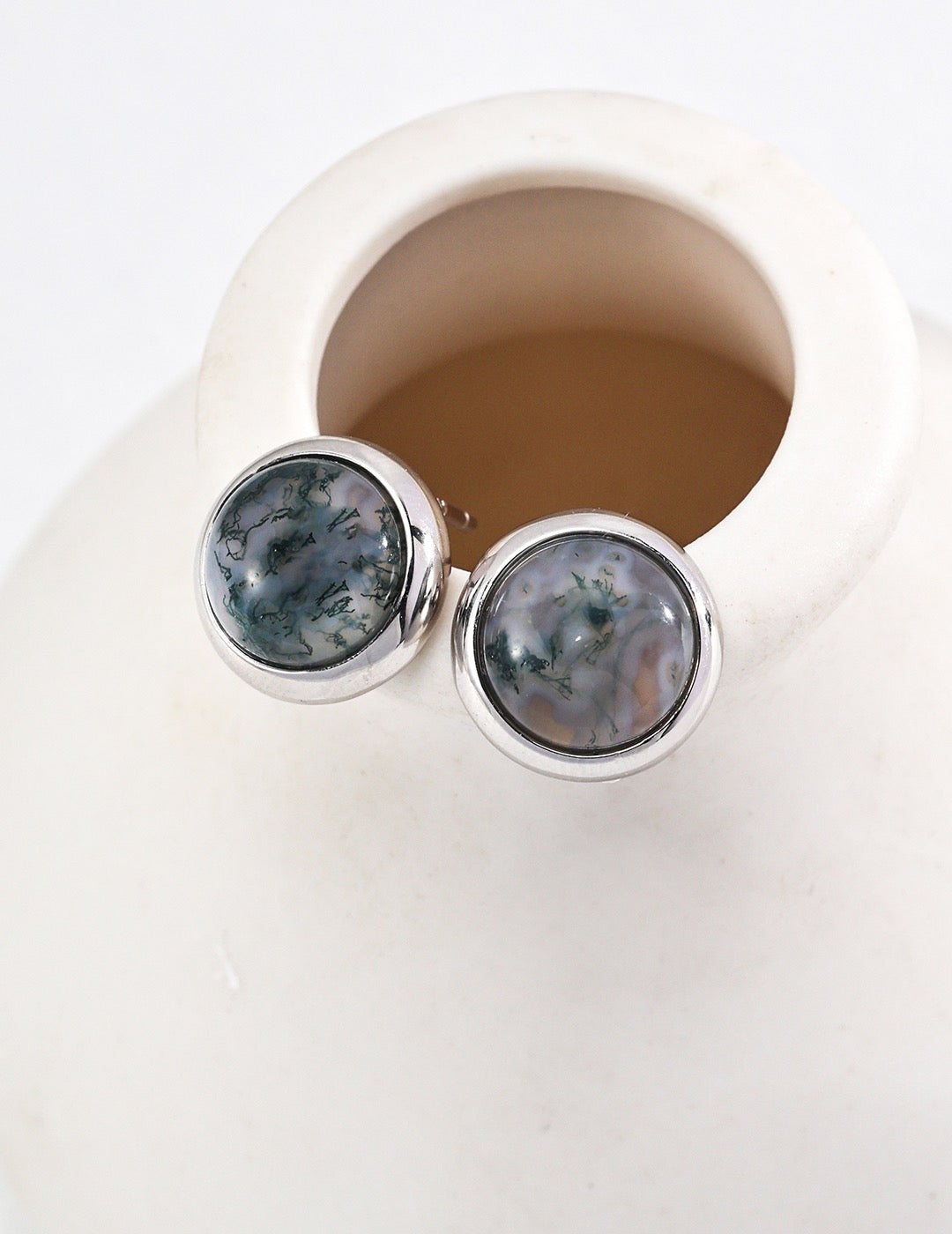 Natural Moss Agate Earring