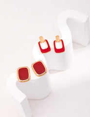 Red Drip Glaze Earrings