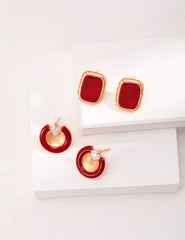 Red Drip Glaze Earrings